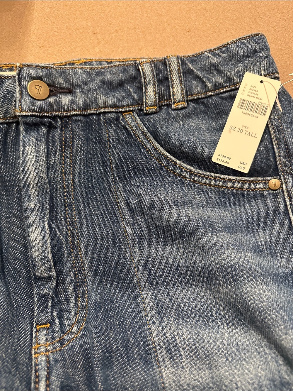 New with Tag! Anthropologie Pilcro Wide Leg Patchwork Jeans - Blue sz 30 Tall - Picture 13 of 16